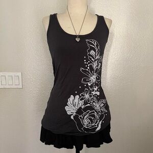 Forever 21 grey Floral bubble Tank Top